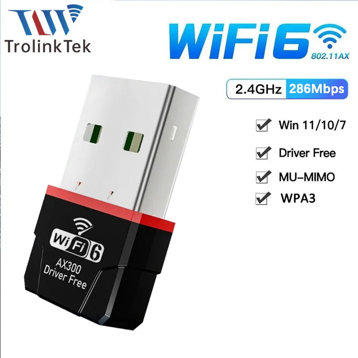 WIFI 6 Network Signal Reception Mini Driver-free Wi-Fi Adapter for PC Deskop Computer 2.4G Network Card USB Plug and Play