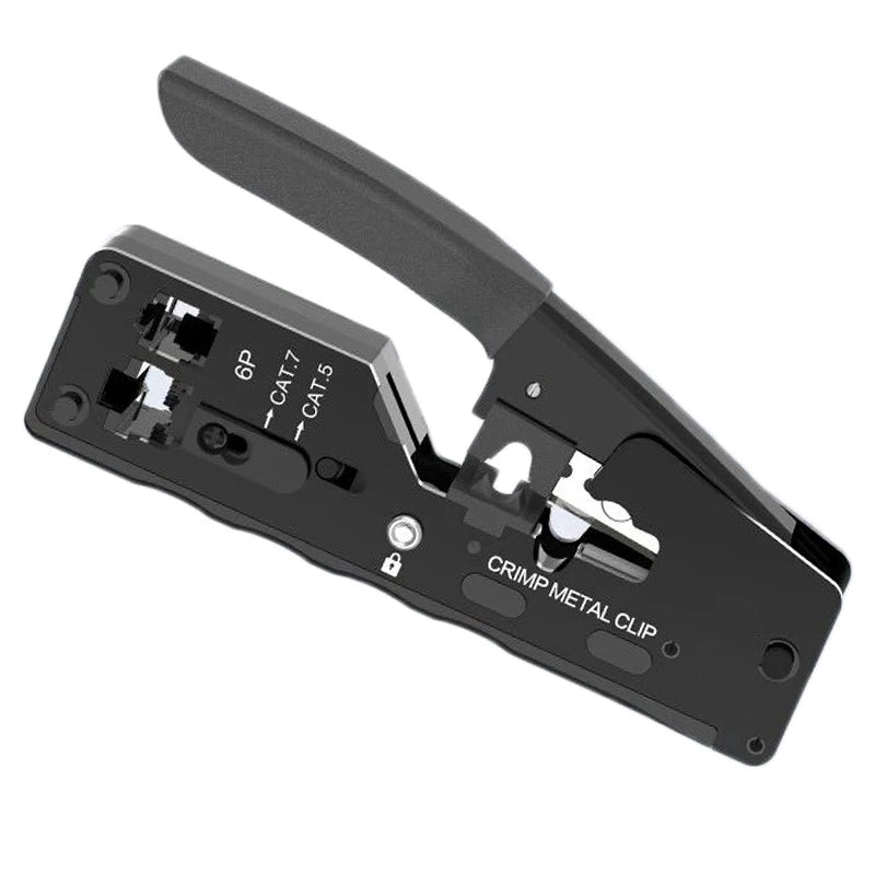 Rj45 Rj12 Rj11 Pass Through Crimp Plier Cat7 Cat6 Cat6A Cat5 Cat5e Stripping Crimping Tool with 8P/6P Ethernet Connectors
