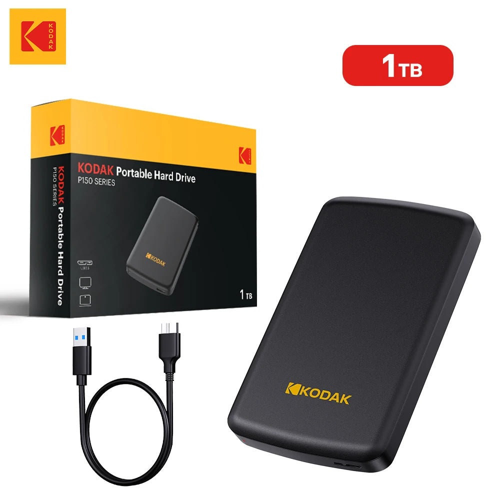 Kodak P150 Portable External Hard Drive 500GB 1T USB3.0 Lightweight PHDD for PC Tablets PS5 XBOX Laptop Desktop