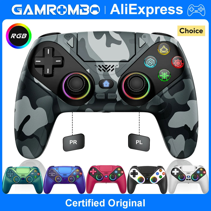 Controller für Playstation 5 PS5/PS5 Pro/Slim/PC, kabelloses RGB-Gamepad mit Hall-Effekt-Trigger, Makro/Turbo und Anti-Drift-Joystick