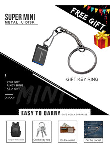 High Speed Mini USB 3.0 Flash Drive 16GB 32GB 64GB 128GB Metal Pendrive Waterproof usb drive Pen memory Sticks with key Chain