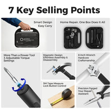 61 in 1 Electric Screwdriver Set Tape Measure Wrench Pliers Hammer Multi Function Toolbox Engineering Box Home Repair Tool Set