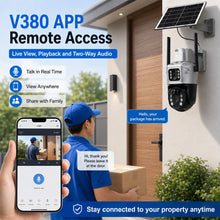 Solar 4G Security Camera 3MP+3MP Dual Lens PTZ IP66 Outdoor PIR Motion Detection V380 App No WiFi Wireless CCTV Camera Home Farm