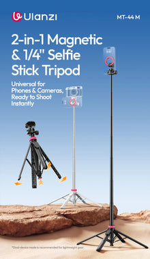 Ulanzi MT-44M 1.49M Magsafe Tripod Stand for Iphone Android Smartphone Camera DSLR Selfie Stick with 360° Ballhead for Vlog Live