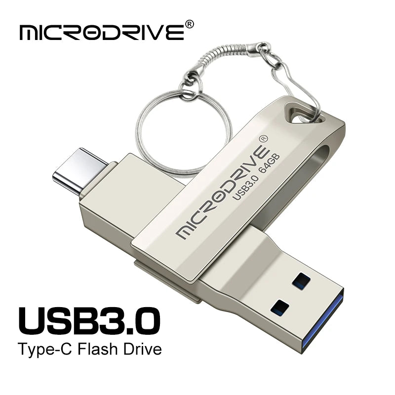 2 in 1 OTG USB-C Flash Pen Drive Metal Memory Stick Usb 3.0 Flash Disk 64GB 128GB 256G USB3.0 Dual C Pendrive