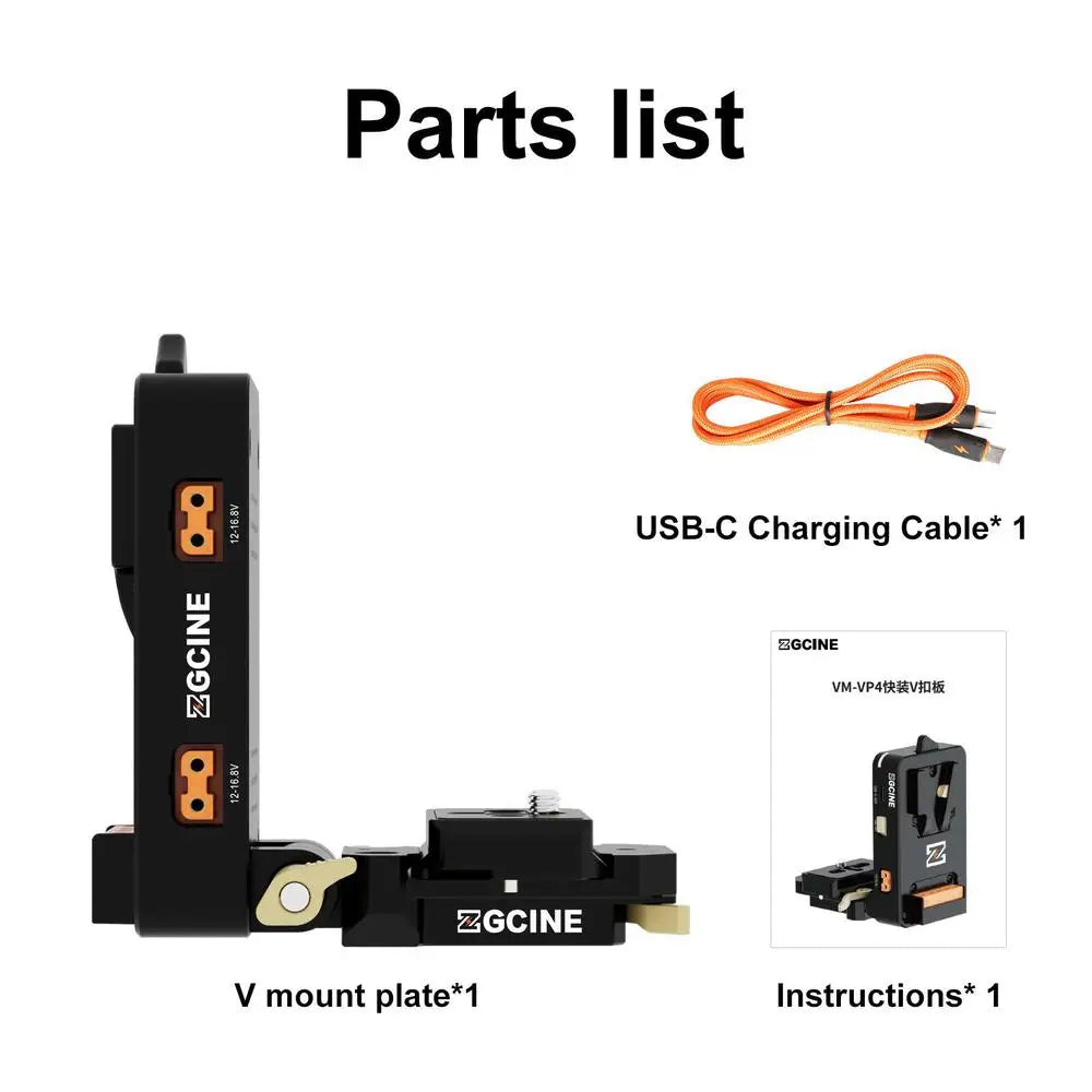 ZGCINE VM-VP4 Dual Quick Release V-Mount Battery Plate for Arca-Swiss, L-Shape for Sony Canon Nikon DSLR Camera, Tripod