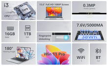 15,6 Zoll Intel Notebook PC Ultra Slim Laptop Intel Core I3 6100U 16GB RAM 1TB 2TB SSD Büro-Studien-Computer PC Windows 11 Pro
