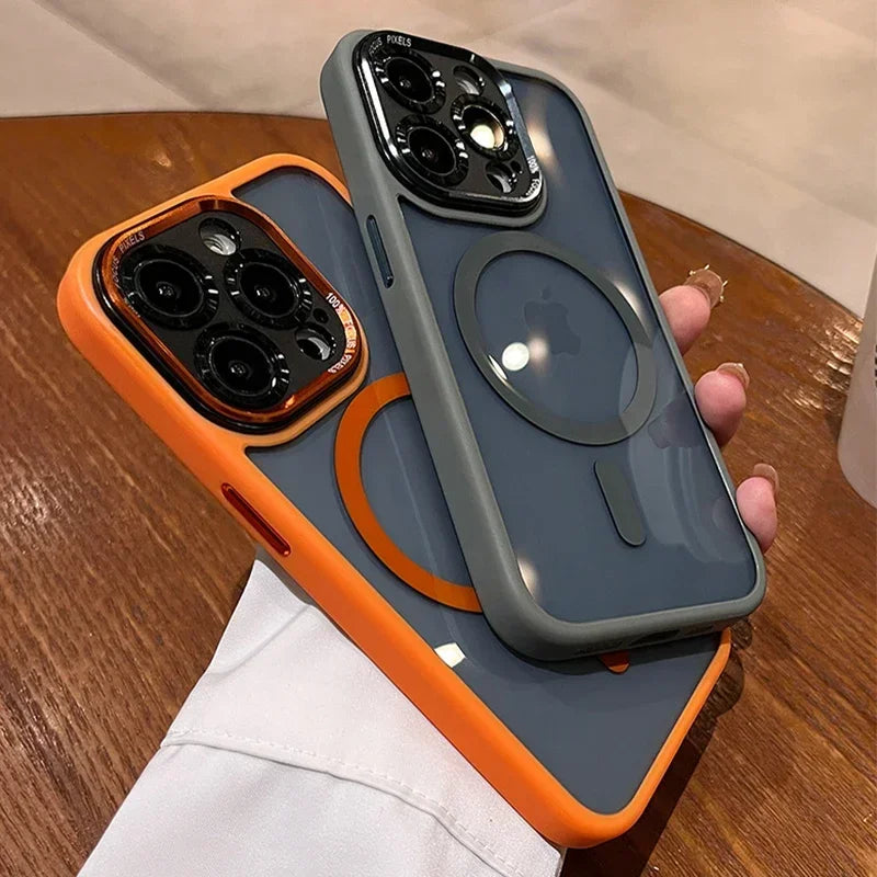 Luxury Matte Transparent Magsafe Stand for iPhone 17/16/15/14/13/12 Pro Max Plus/11 Phone Case with Magnetic Case