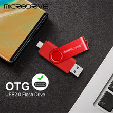 OTG USB + Type-C Dual-Interface USB Flash Drive - Rotating Waterproof Pen Drive 64GB -4GB Micro USB Stick External Storage