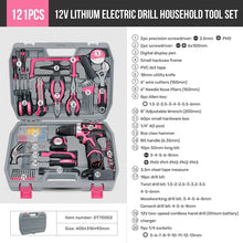 Hi-Spec Pink Electric Screwdriver Drills Kit Home Tool Kits Set Repair Electric Cordless Drills Complete Tool Box Kit Hammer