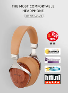 SIVGA SV021/Robin Over-ear Close-back Wood Headphone with Balanced High Fidelity Sound 50mm Wired Dynamic Driver Headset