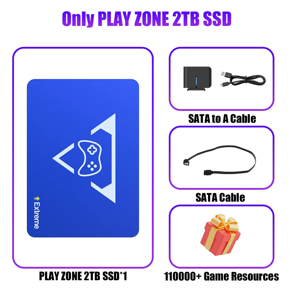 Play Zone 2TB Gaming SSD Game Console with 20000+Game &80+Emulator for PS5/4/3/2/Xbox/Switch/Wii/Wiiu Launchbox&Playnite&Retrbat