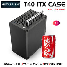METALFISH T40 Mini ITX Black Case 7L Gaming Computer Chassis Compact transparent PC Support SFX PSU/70mm Cooler/206mm GPU