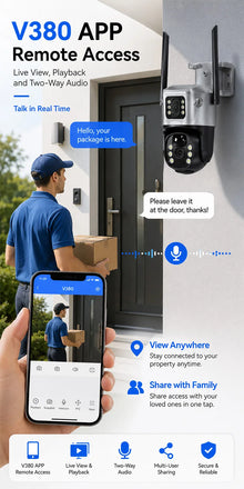 Solar 4G Security Camera 3MP+3MP Dual Lens PTZ IP66 Outdoor PIR Motion Detection V380 App No WiFi Wireless CCTV Camera Home Farm