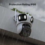 Cámara IP PTZ de tres lentes para exteriores, cámara de seguridad WiFi HD de tres pantallas con seguimiento automático, cámara CCTV inalámbrica de doble lente, iCsee