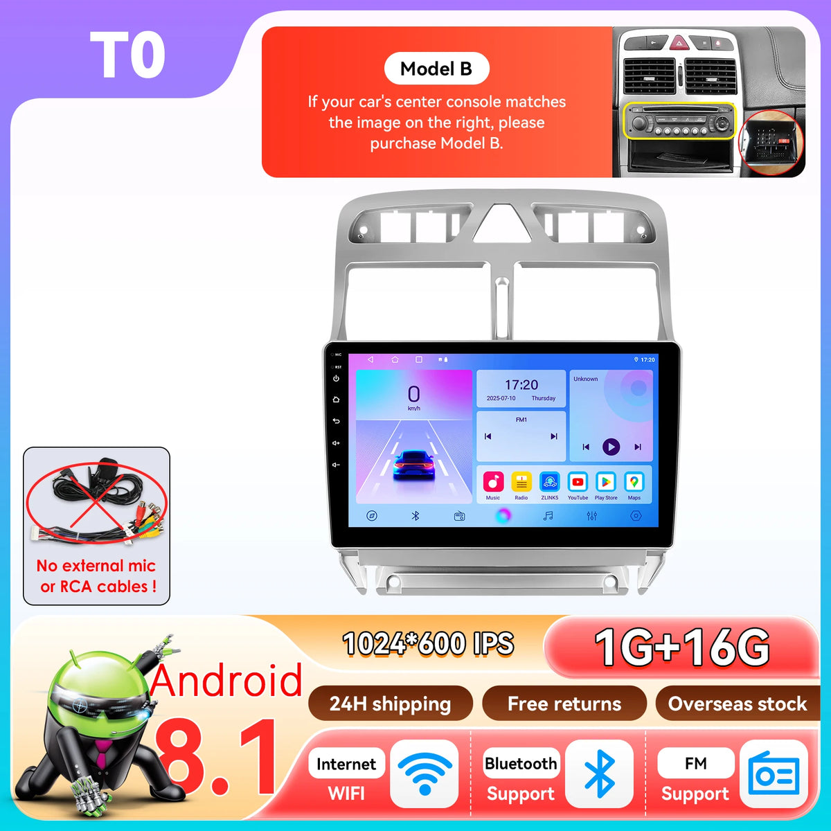 Hizpo 9" Wireless CarPlay for Apple Android Auto Car Radio For Peugeot 307 307CC 307SW 2002-2013 GPS Multimedia Stereo 6115 RDS