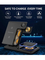 Soporte de carga inalámbrica rápida 3 en 1 de 15 W, estación de carga plegable para iPhone 17-11, Apple Watch 9 8 7 6 5 y AirPods Pro