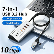 KEBIDUMEI 10Gbps 7 In 1 Docking Station USB 3.2 GEN 2 HUB Data Transfer Adapter USB Splitter Computer Accessories For PC Laptop