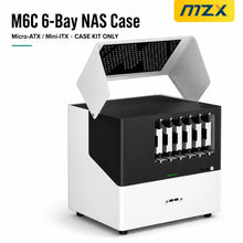 MZX M6C 6-Bay NAS Case for Micro-ATX Mini-ITX, SATA Hot-Swap Storage Server Chassis, SFX PSU Support, 4 PCI Slot, Dual 120mm Fan