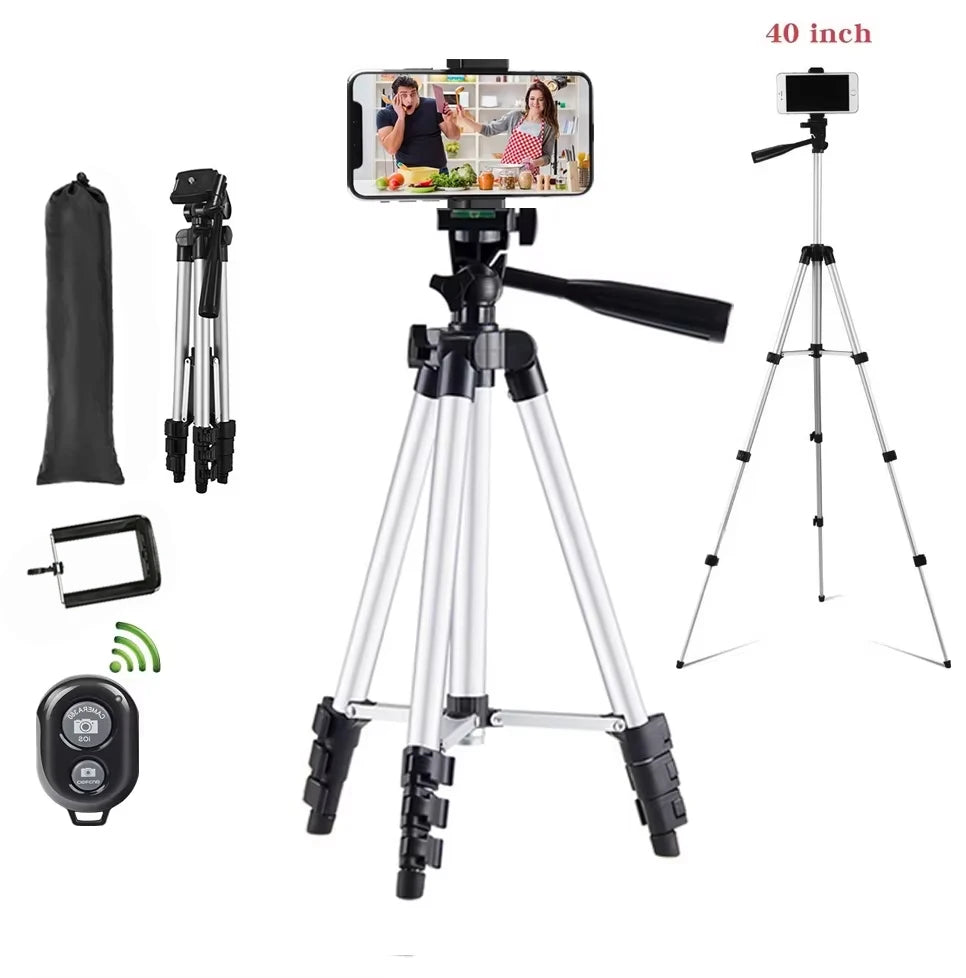 Phone Tripod Stand with Bluetooth Remote Aluminum Universal Camera Gopro Phone Photography Holder Recording Mobile Live Tripod