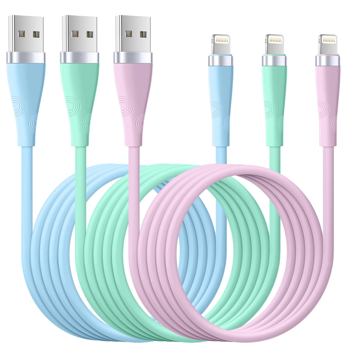 Cable de carga rápida USB de 3A para iPhone 14 11 12 13 Pro X XS Max 6 7 8 Plus SE iPad, cable de datos para cargador de teléfono, 1.8M 2.8M