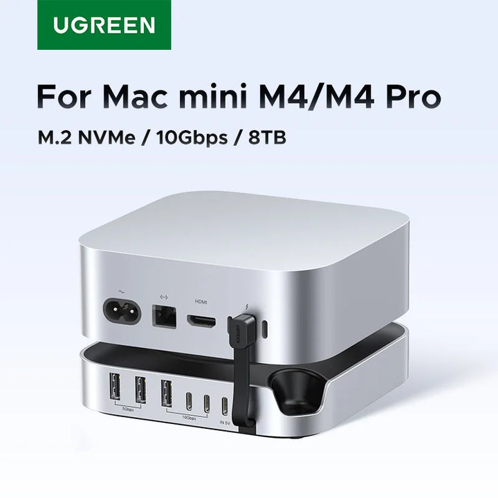 UGREEN USB HUB Docking Station for Mac Mini M4/M4 Pro M.2 NVMe SSD 8TB Max 10Gbps USB-A&C Ports SD&TF 170MB/s USB Splitter Dock
