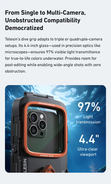 TELESIN Diving Waterproof Phone Case Universal Phone Camera Shoot Hand Grip Holder Shooting Aid Remote Control Handle