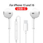 Original Headphones For Apple iPhone 16 15 Pro Max 14 13 12 11 USB-C Lightning 3.5mm Wired Earphones X XR 7 8 Phone Accessories