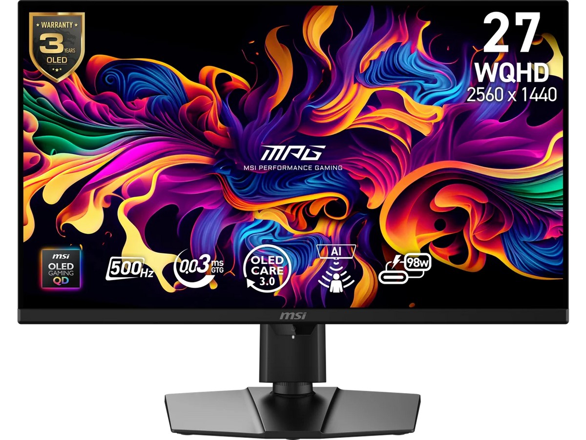 MSI 27 inch WQHD 2K 1440P 500Hz AMD FreeSync Premium Pro & G-Sync Compatible 0.03ms HDR500 USB-C OLED Gaming Computer Monitor for both PC and Console Gaming MPG 271QR QD-OLED X50