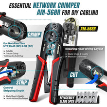 AMPCOM Ethernet Crimping Tool Kit for CAT6/CAT5e RJ45 Connector with Wire Stripper/Punch Down Tool/TEL/LAN Cable Tester