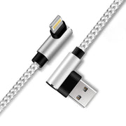 Cable USB de 90 grados para iPhone 14 13 12 11 Pro Max X XR 6s 7 8 Plus 1m 2m, cable de carga rápida y transferencia de datos para teléfono móvil