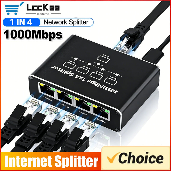 Gigabit Ethernet Switch Ethernet Splitter 1 To 2/3/4 1000Mbps Rj45 Splitter LAN Gigabit Extension Adapter for Router PC Laptop