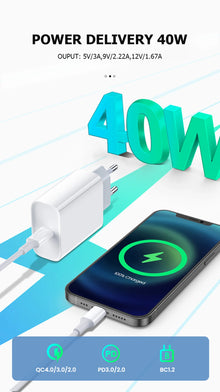 PD 40W Fast Charger For iPhone 15 11 12 13 14 16 Pro Max Quick Charging Cable For iPhone 16 15 14 Plus Charger Phone Accessories