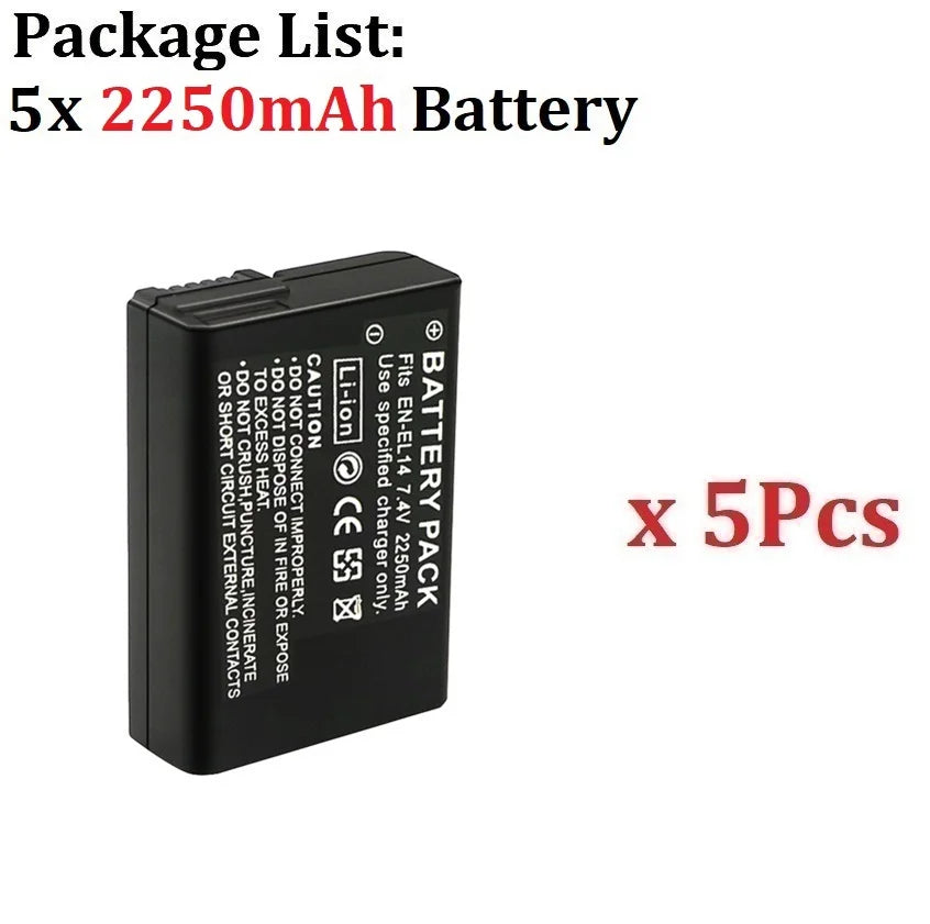 EN-EL14A EN-EL14 EL14 CAMERA BATTERY FOR NIKON D3100 D3200 D3300 D3400 D3500 D5600 D5100 D5200 P7000 P7100 P7800 P7700 2250MAH