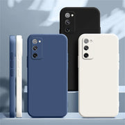 Funda de silicona líquida con bordes rectos para Samsung Galaxy S20 FE S20FE Plus Ultra 5G, color liso, suave, protectora para la parte trasera del teléfono