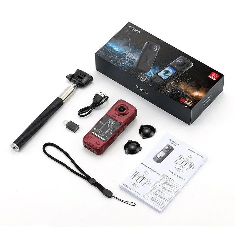 4K Panoramic Action Camera 200 Degree Wide Angle Dual Lens 2.0 IPS Portable Vlog Camera for Cycling Travel Outdoor Sports Camera