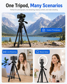 360° Camera Tripod Stand, Portable Photography Tripod for Phone, Telescope, Projector, Action Camera, Selfie, Live Streaming & V