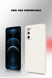 Funda de silicona líquida con bordes rectos para Samsung Galaxy S20 FE S20FE Plus Ultra 5G, color liso, suave, protectora para la parte trasera del teléfono