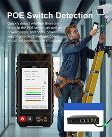 Probador de cables UTP de pantalla táctil WANGLU de 4", PoE, VFL, OPM, TDR, medidor de nivel, búsqueda de IP, escaneo y trazador en una sola herramienta de red