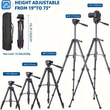 Professional 73 Inch Camera Tripod Heavy Duty Stand with Phone Holder Travel Bag for DSLR SLR DV Projector Photography
