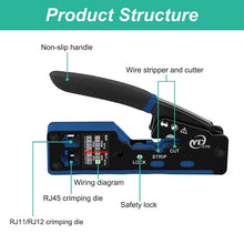 RJ45 Crimp Tool Kit Pass Through Cat6 Crimping Tool For Cat5 Cat5e Cat6 8P8C Connector, All-in-one Ethernet Crimper