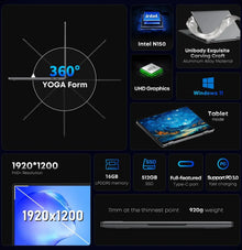 CHUWI Touch Screen Laptop MiniBook X 2-in-1 Laptop Intel N150 512GB ROM 16GB LPDDR5 10.51" 2K FHD IPS Windows 11 Work Notebook