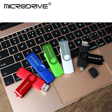OTG USB + Type-C Dual-Interface USB Flash Drive - Rotating Waterproof Pen Drive 64GB -4GB Micro USB Stick External Storage