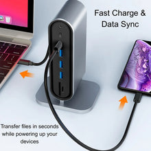 NULOXO 12-in-1 USB C Docking Station Dual Monitor, HDMI VGA 100W PD Hub with 4 USB 3.0 Ethernet Audio SD/TF for Mac/Windows