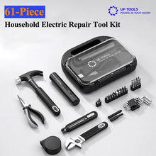 61 in 1 Electric Screwdriver Set Tape Measure Wrench Pliers Hammer Multi Function Toolbox Engineering Box Home Repair Tool Set