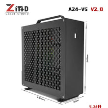 A24-V5 V2.0 5.24L Mini ITX Case 6061 Aluminum SFF PC Chassis for Low Profile GPU FLEX 1U PSU 220mm Graphics Card