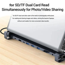 FC&EC Aluminum 4K HDTV 10 in 1 Type-C Hub PD 100W Charging USB 3.0 Data Transfer USB-C Docking Station Laptop Stand Base