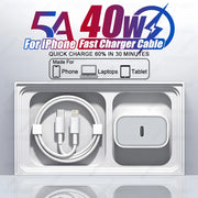 Cargador rápido PD de 40 W para iPhone 15 11 12 13 14 16 Pro Max, cable de carga rápida para cargador de iPhone 16 15 14 Plus, accesorios para teléfonos
