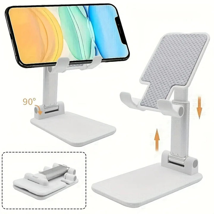 1 soporte de escritorio para teléfono móvil, retráctil y ajustable, plegable y portátil que no ocupa espacio, con varilla de elevación de bloqueo suave antideslizante, universal para tabletas y teléfonos móviles