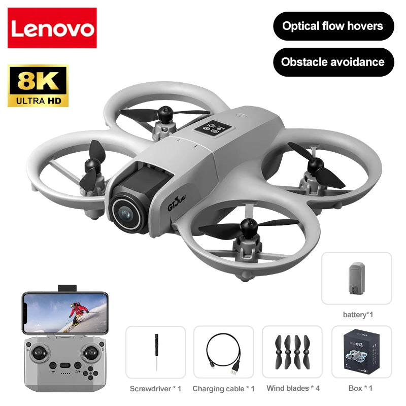 Dron plegable Lenovo GT3 MAX, fotografía aérea 8K HD, posicionamiento de flujo óptico, evasión de obstáculos en cinco lados, dron sin escobillas UAV
